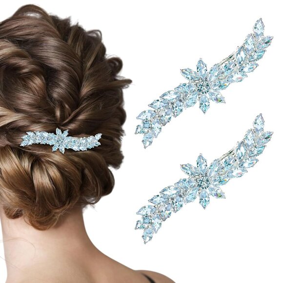Jewelry - Women Silver Sparkly Hair Pins  Alligator Barrette Elegant Head Pieces for Party